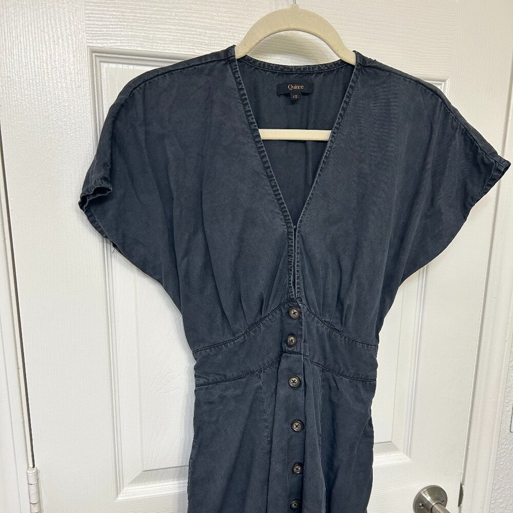 Quince XS Black Button-Down Dress